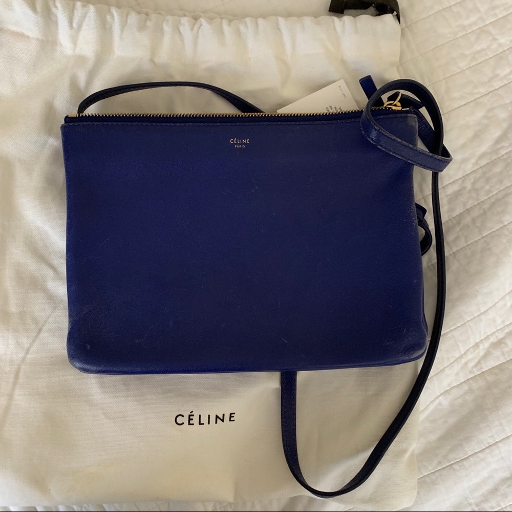 Celine Trio Cross Body Bag Electric Blue lambskin